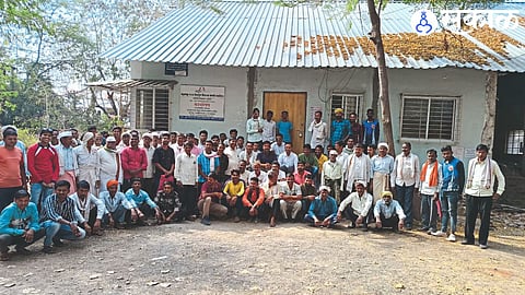 Villagers protesting outside the office of the Electricity Board