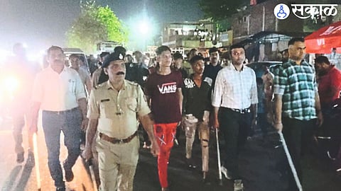 Mumbai Naka Police Officers and suspects of vehicle vandalism from Bharat Nagar area.