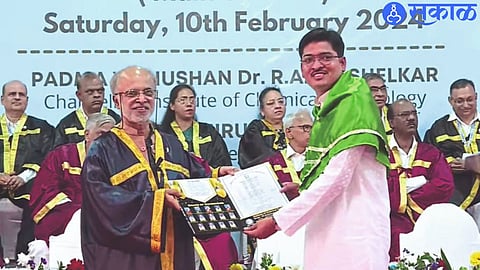 Institute of Technology University Vice Chancellor Prof. Dr. Aniruddha Pandit By the hands of phd degree to Manoj Pawar.