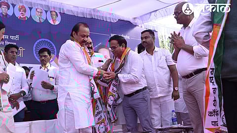 Chhatrapati Sambhajinagar- Deputy Chief Minister Ajit Pawar joining NCP Party along with Dr. Sambhaji Raje Patil, activists and dignitaries.