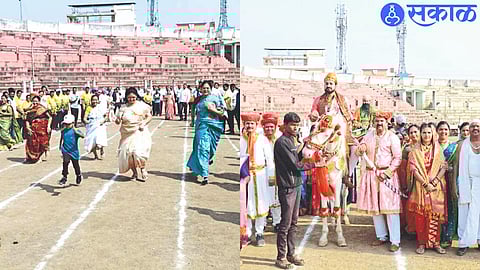 Dharti Devere, Sanjeevani Shisode, Abhilasha Patil while running in the District Sports Complex, Mukesh Thakur in the living appearance of Shri Shivaji Maharaj