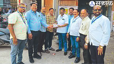 Municipal team while collecting tax from property owner.