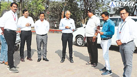 Chief Electoral Officer Shrikant Deshpande during inspection at Chavan College