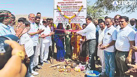MLA Rajesh Padvi during the Bhoomi Puja of Madhyam Project work