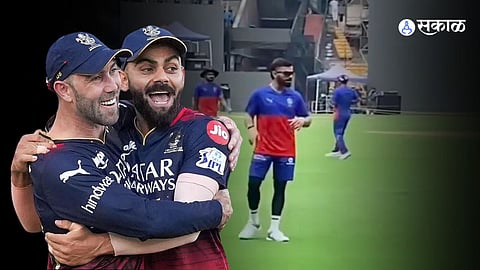 virat kohli glenn maxwell playing football training session rcb ipl 2024
