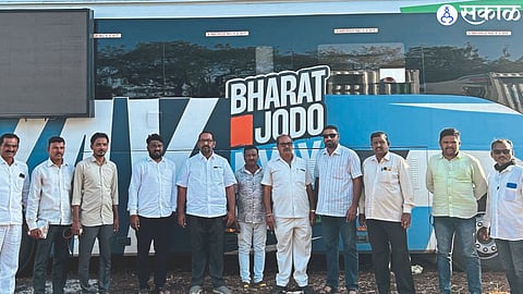 Shyamkant Saner, Rahul Manik inspecting the preparations for MP Rahul Gandhi's Bharat Jodo Yatra at Appasaheb Maidan.
