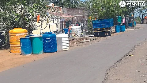 Water tanks arranged on the road here.