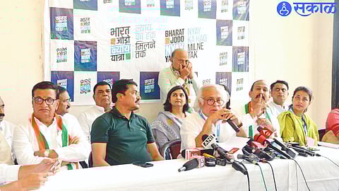 Jairam Ramesh speaking at a press conference on Wednesday during Bharat Jodo Nyaya Yatra.