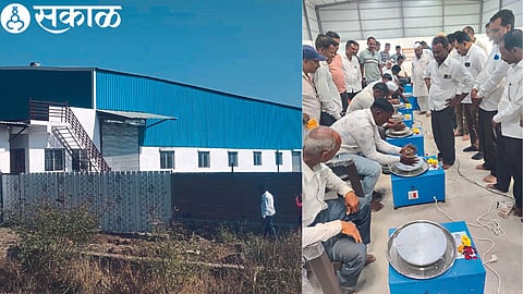 A potter community member while training to make artistic pots from clay.