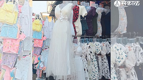 White clothes sold in the market.