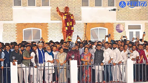 Dr. Dignitaries including Minister Chhagan Bhujbal, Guardian Minister Dada Bhuse, MLA Devyani Farande and others while saluting Babasaheb Ambedkar at midnight on Saturday.