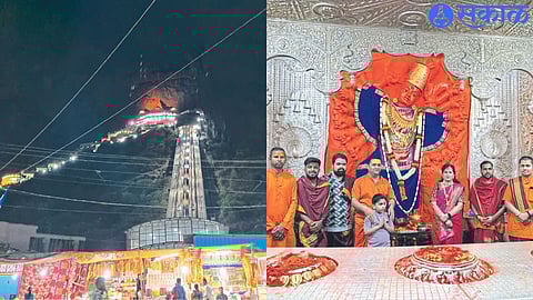 Electric lighting on the temple.Adv. Lalit Nikam and Purohit.