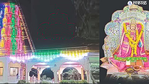 On the occasion of Yatra, attractive lighting on the temple of Goddess Jogamaya and the idol of Jogani Mata.
