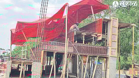 The facility has been provided for the protection of the workers on the ongoing sports complex in Sriramnagar area from the sun.