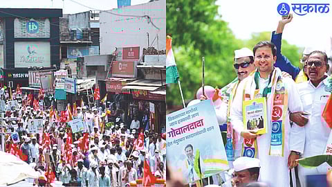 A rally was held on the last day on Thursday to fill the application form of Maha Vikas Aghadi candidate Adv. Gowaal Padavi with a demonstration of power.