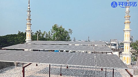 Solar panels installed on the roof of the Shahi Mosque