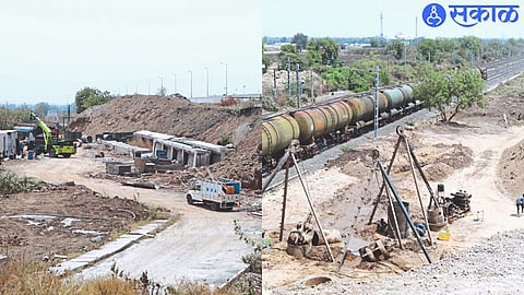 Ongoing work on flyover near Nashirabad.