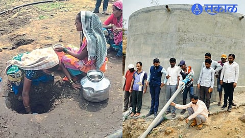 Women filling muddy water