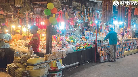 In the background of Chaitrotsavam, Kunku, Prasad shop set up at Saptshring Fort...