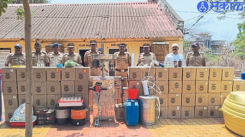 Srikanth Dhiware, Hrshikesh Reddy, Suresh Shirasat and team present during the inspection in the fake liquor case.