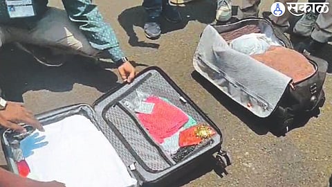 The investigation team inspecting Chief Minister Eknath Shinde's bag on Thursday.