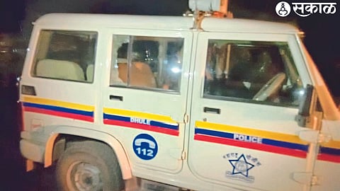 Police jeep smashed by angry mob.