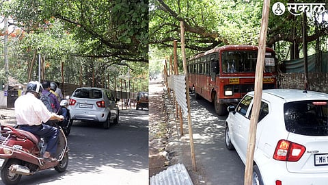 As the work of smart road is going on on Sharanpur Road, one way route has been made. .