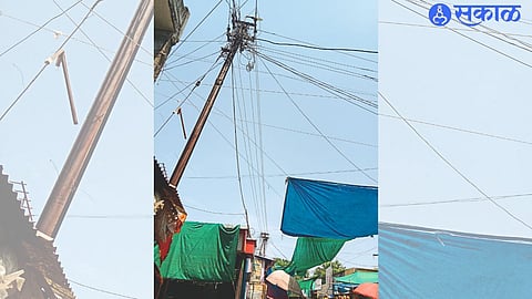 An unguarded power line in the main market at Parola.