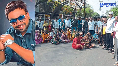Relatives block the road outside District General Hospital