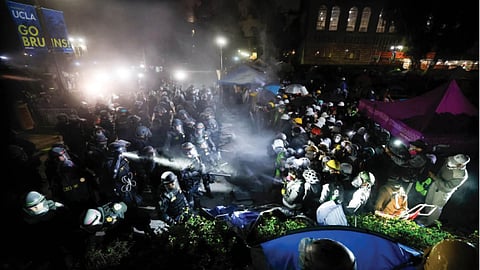 demonstrations by Palestinian and pro-Palestinian students at American universities last week protested the Israel-Hamas war