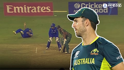 Mitchell Marsh reacts on Gulbadin Naib hamstring injury