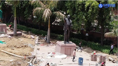 Statues of Chhatrapati Shivaji Maharaj, Mahatma Gandhi, and Dr. Babasaheb Ambedkar have just been removed from their places of prominence in front of the Parliament House.