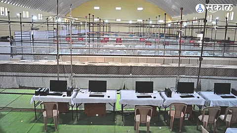 Arrangement of counting of votes made by the administration at the counting center in the government warehouse in Nagaonbari area.