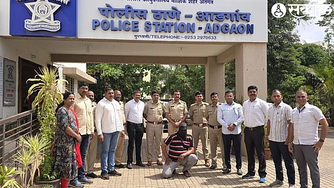 Suspect arrested after rescue operation of bovine animals in Adgaon Shivara. Along with Assistant Commissioner Nitin Jadhav, Adgaon Senior Police Inspector Praveen Chavan and team.