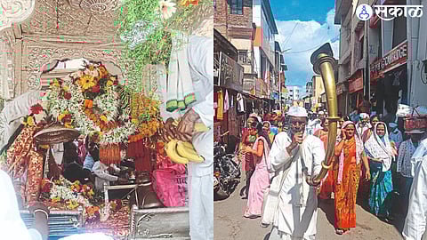 Sant Shrestha Shree Nivruttinath Maharaj Palkhi entered Sangamner