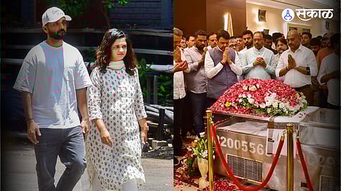 Ajinkya Rahane Maharashtra Deputy CM Devendra Fadnavis arrives to pay his last respects to Mumbai Cricket Association president Amol Kale
