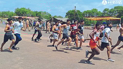 Candidates running on Wednesday as part of the police recruitment process at the police drill ground.
