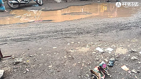 Water standing on the market road.