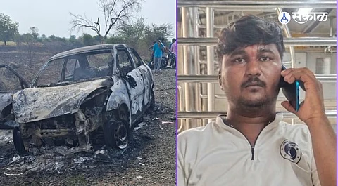 one died after Car-two-wheeler accident at Hadgaon in Pathri taluka people burnt the car marathi news