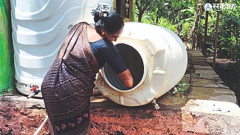 While cleaning the water tank at Zilla Parishad School in Bhindi