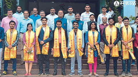 The newly elected office bearers of the Maharashtra Health Sciences University Student Council, along with the members of the Adhi Sabha, along with the officers of the University.