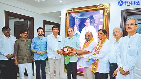 chief Uddhav Thackeray after the official candidacy was announced in Mumbai While accepting the award from the hands of Adv. Sandeep Gulve. Neighbors Sanjay Raut, Anil Parab etc.