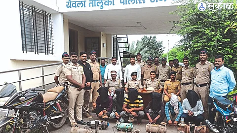 The police detained the suspect in eleven different crimes.
