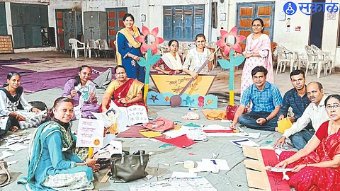 Plaque made by teachers at Rachna Vidyalaya to welcome students