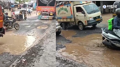 मुंबई - अहमदाबाद राष्ट्रीय महामार्ग चिखलमय, दोनचाकी वाहनांना धोका!