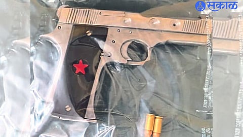 Gavathi katte and live cartridge seized by the police.