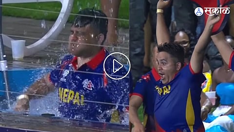 Nepal Fan Jumps into Swimming Pool in Stadium