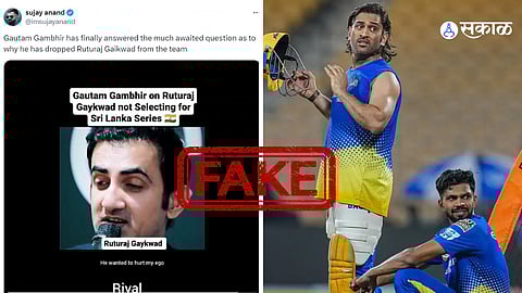Screenshot Of X Post About Gautam Gambhir And Ruturaj Gaikwad