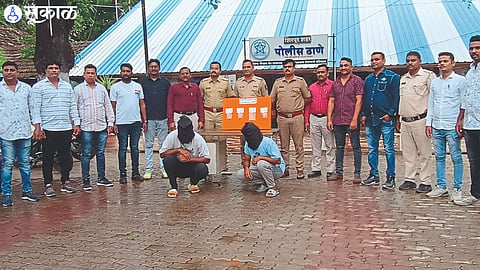 Inspector K. K. Patil with arrested suspect and material.