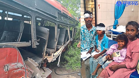 Both the rear wheels of the accident Sakri-Malegaon bus have come off, the disrepair of the bus, while the passengers are undergoing treatment at the rural hospital.